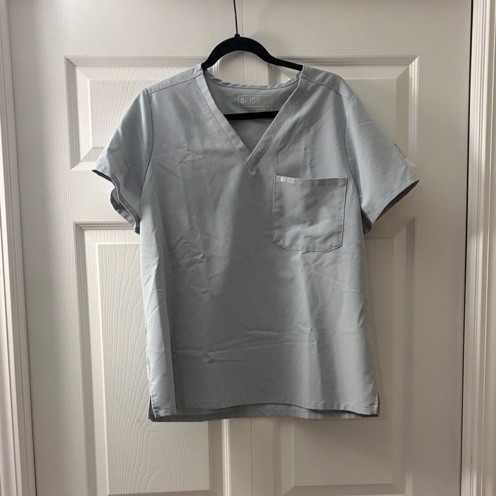 Figs Light Gray V-Neck Scrub Top